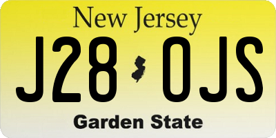 NJ license plate J28OJS