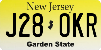 NJ license plate J28OKR