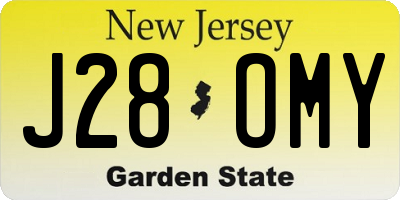 NJ license plate J28OMY