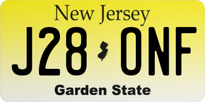 NJ license plate J28ONF