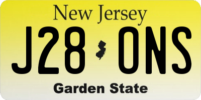 NJ license plate J28ONS