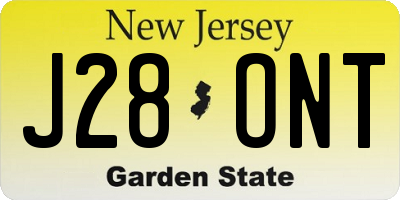 NJ license plate J28ONT