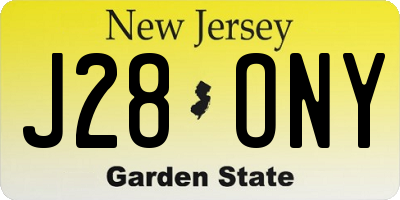 NJ license plate J28ONY