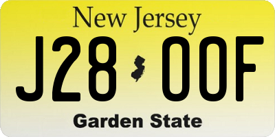 NJ license plate J28OOF