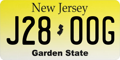 NJ license plate J28OOG