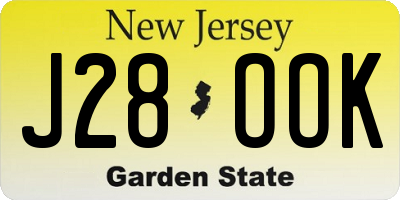 NJ license plate J28OOK