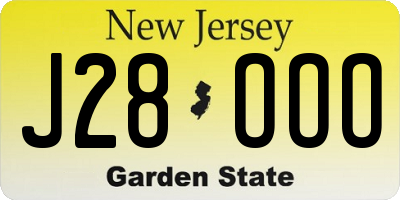 NJ license plate J28OOO