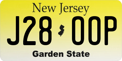 NJ license plate J28OOP