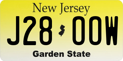 NJ license plate J28OOW