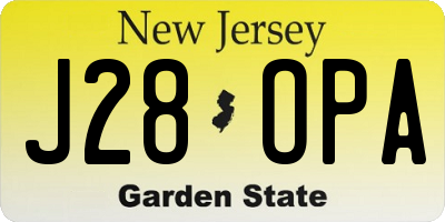 NJ license plate J28OPA