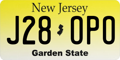 NJ license plate J28OPO