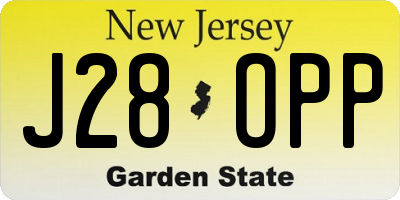 NJ license plate J28OPP