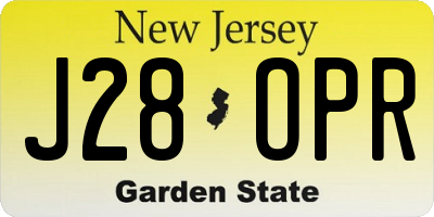 NJ license plate J28OPR