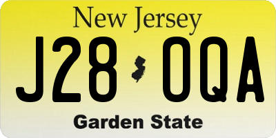 NJ license plate J28OQA