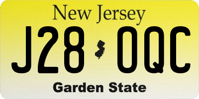 NJ license plate J28OQC