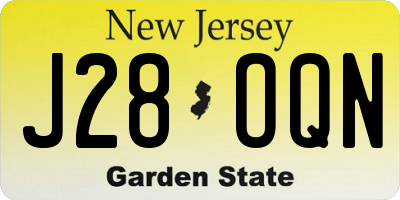 NJ license plate J28OQN