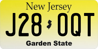NJ license plate J28OQT