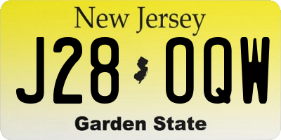 NJ license plate J28OQW