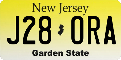 NJ license plate J28ORA
