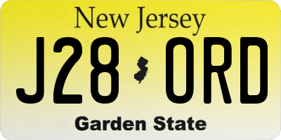 NJ license plate J28ORD
