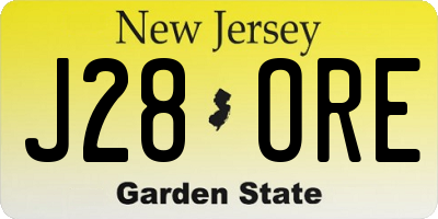 NJ license plate J28ORE