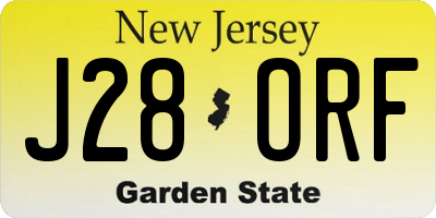 NJ license plate J28ORF