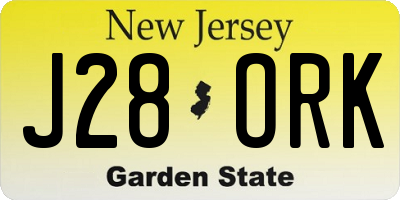 NJ license plate J28ORK