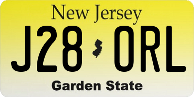 NJ license plate J28ORL