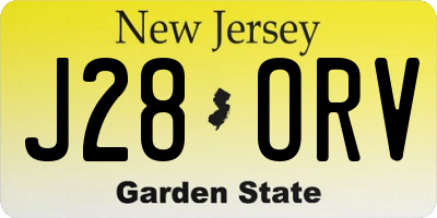 NJ license plate J28ORV