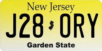 NJ license plate J28ORY