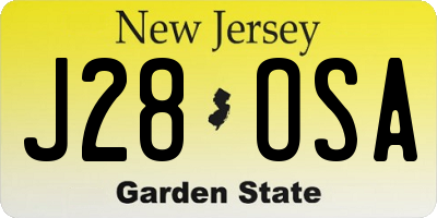 NJ license plate J28OSA