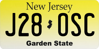 NJ license plate J28OSC