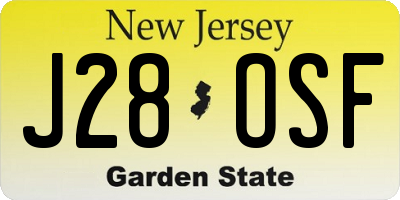 NJ license plate J28OSF