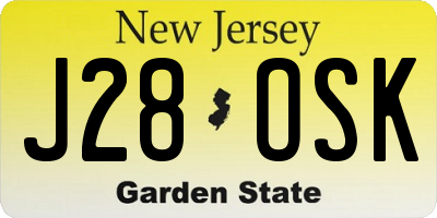 NJ license plate J28OSK