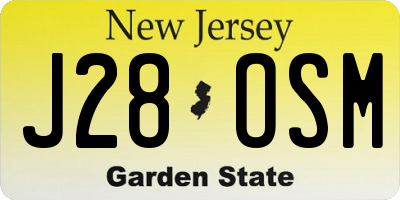 NJ license plate J28OSM