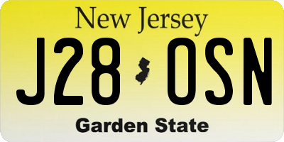 NJ license plate J28OSN