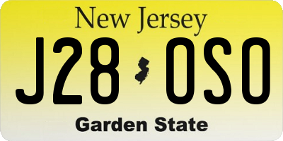 NJ license plate J28OSO