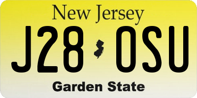 NJ license plate J28OSU