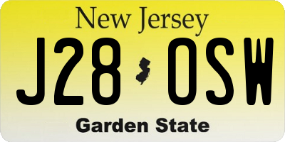 NJ license plate J28OSW