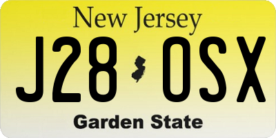 NJ license plate J28OSX