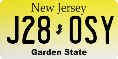 NJ license plate J28OSY