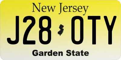 NJ license plate J28OTY