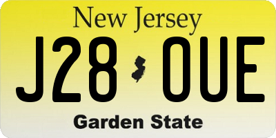 NJ license plate J28OUE