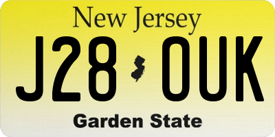 NJ license plate J28OUK