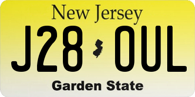 NJ license plate J28OUL