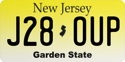 NJ license plate J28OUP
