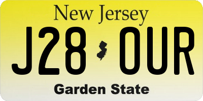 NJ license plate J28OUR