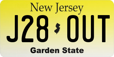 NJ license plate J28OUT