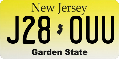 NJ license plate J28OUU