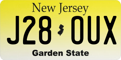 NJ license plate J28OUX